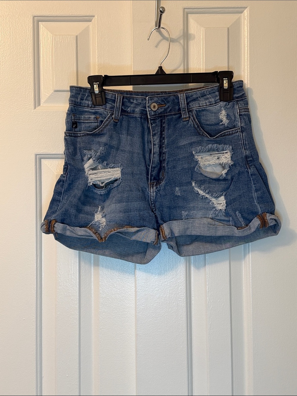 Kancan Jean Shorts Stretch Denim Ripped Distressed Size 28